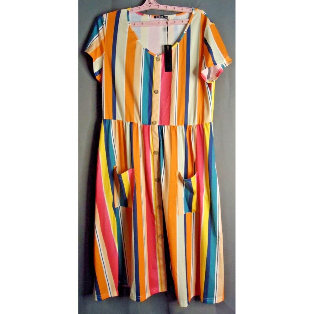 Ouges Short Sleeve Multicolored Vertical Stripe F… - image 3